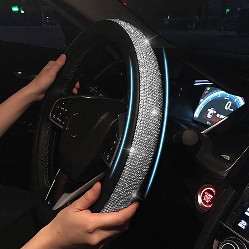 Rhinestone Steering Wheel Cover Best Sellers Car Accessories Color : Red & Silver|Black & Golden|Black & Silver 