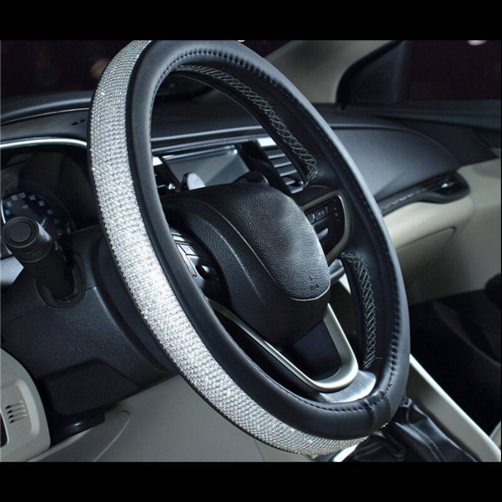 Rhinestone Steering Wheel Cover Best Sellers Car Accessories Color : Red & Silver|Black & Golden|Black & Silver 